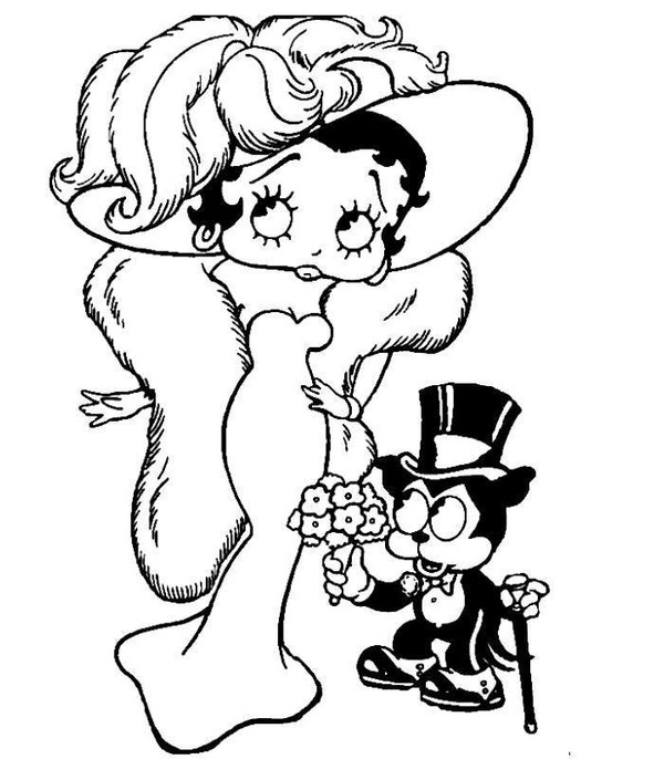 Betty Boop en pleine pose avec un décor stylisé