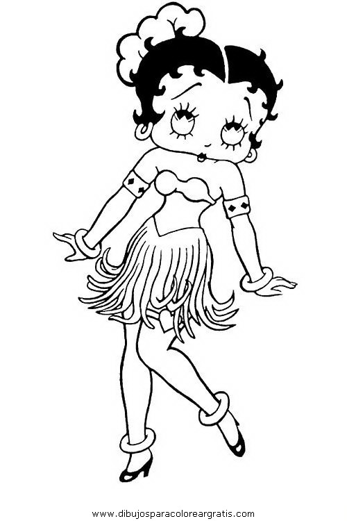 Betty Boop en pleine pose charmeuse, entourée d'un décor stylisé