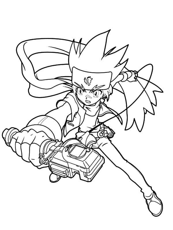 Coloriage de Beyblade en action avec des toupies colorées