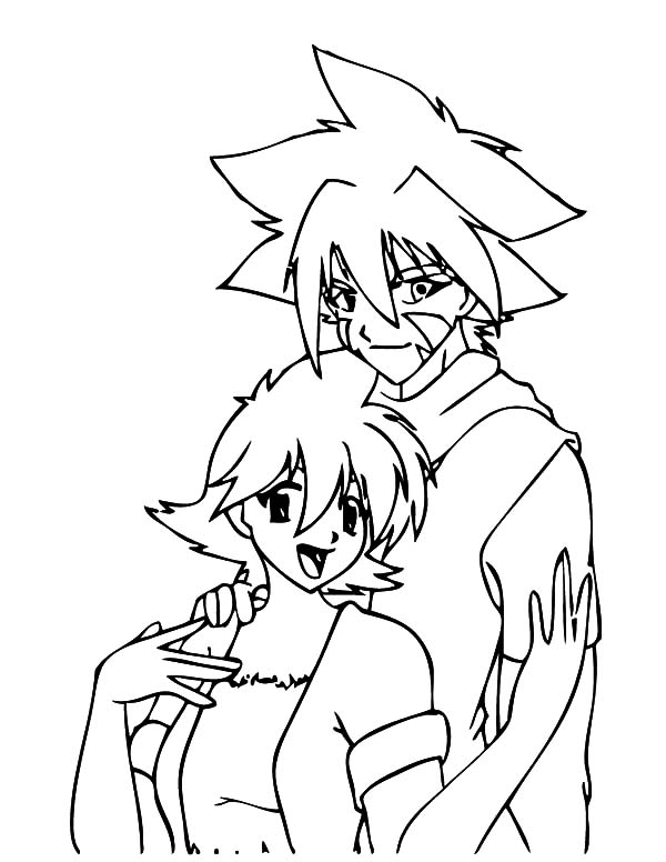 Coloriage de Beyblade en pleine action avec un personnage dynamique