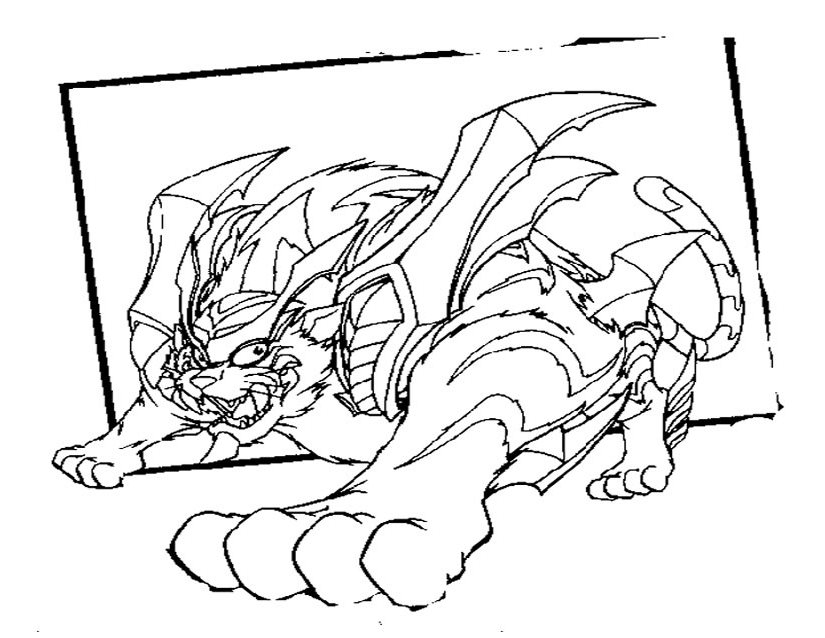 Coloriage de Beyblade avec des toupies en action sur un fond dynamique