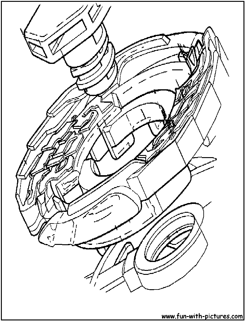 Coloriage de Beyblade avec des personnages en action sur un fond dynamique