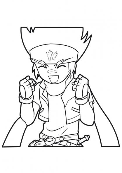 Coloriage d'un beyblade en pleine action sur un fond dynamique