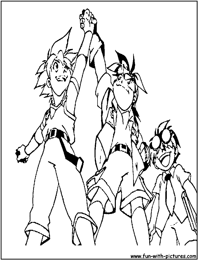 Coloriage de Beyblade avec un personnage en action sur fond dynamique