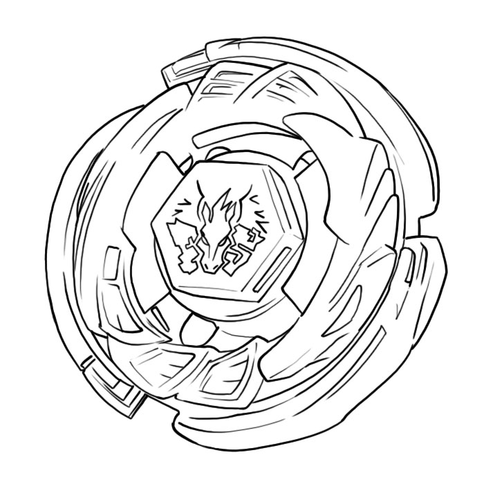 Coloriage d'un beyblade en pleine action sur un fond dynamique