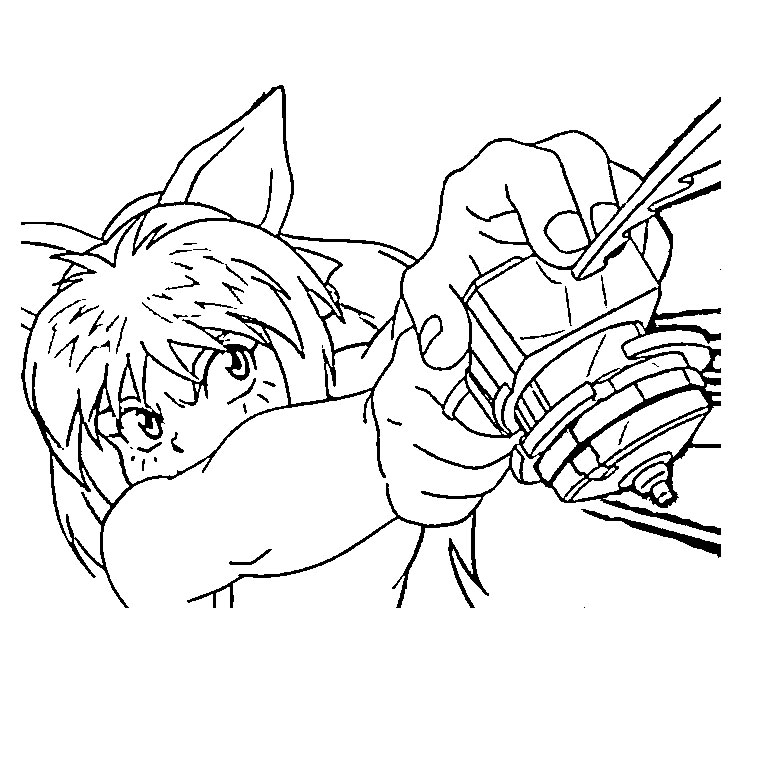Coloriage d'un beyblade en action avec un fond dynamique