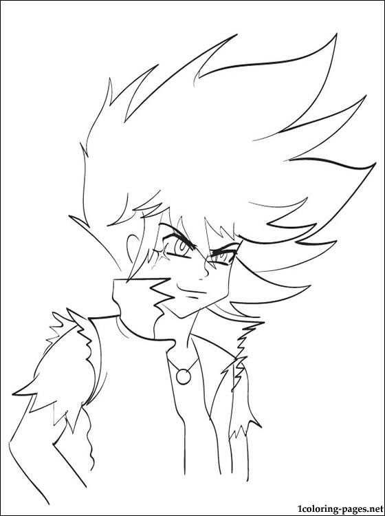 Coloriage d'un personnage de Beyblade en pleine action avec un décor dynamique