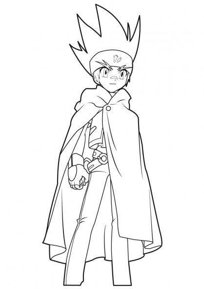 Coloriage de Beyblade avec des personnages en pleine action