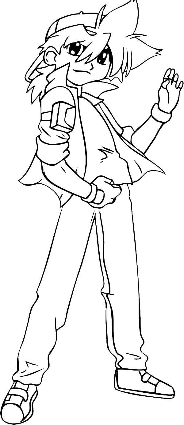 Coloriage de Beyblade avec un personnage en action