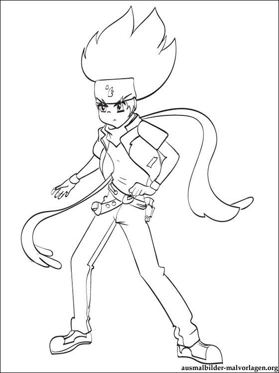 Coloriage d'un beyblade en pleine bataille sur un fond dynamique