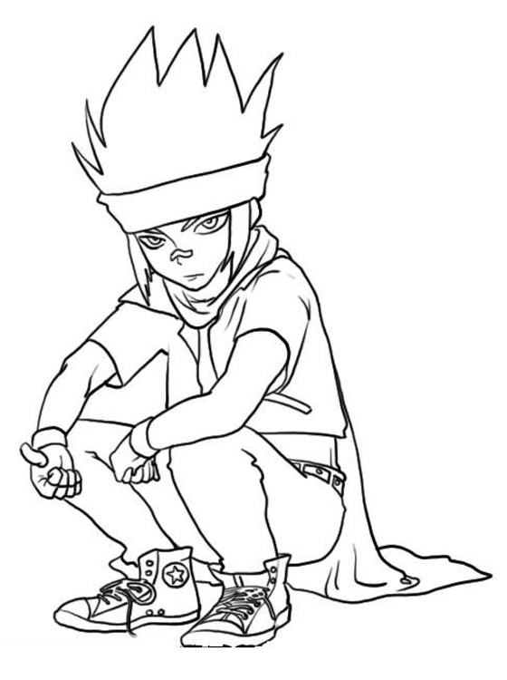 Coloriage de Beyblade en pleine action sur un fond dynamique