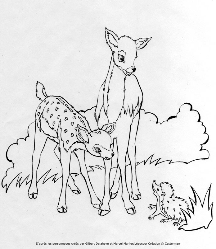 Coloriage d'une biche paisible dans la nature