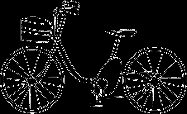 Coloriage d'une bicyclette sur un chemin champêtre