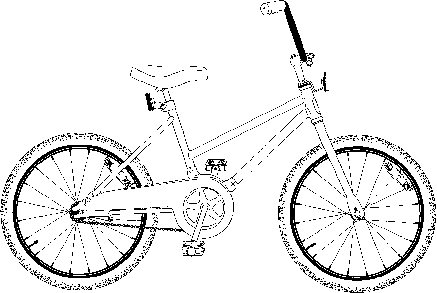 Coloriage d’une bicyclette sur un chemin en pleine nature