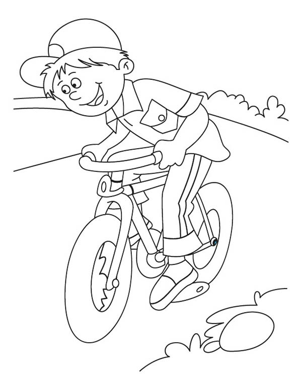 Coloriage d'une bicyclette sur un chemin en plein air