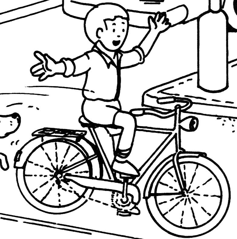 Coloriage d'une bicyclette sur un chemin de campagne