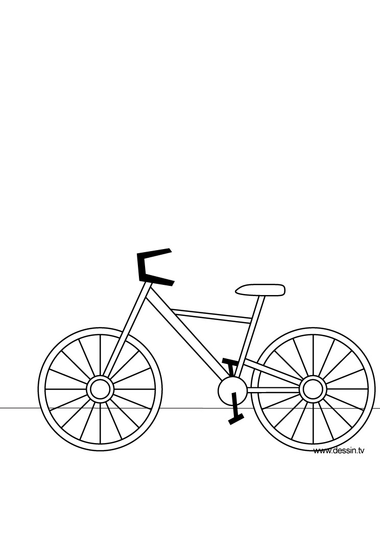 Coloriage d'une bicyclette sur un chemin avec un paysage de nature