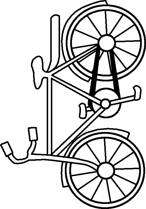 Coloriage d'une bicyclette dans un décor urbain