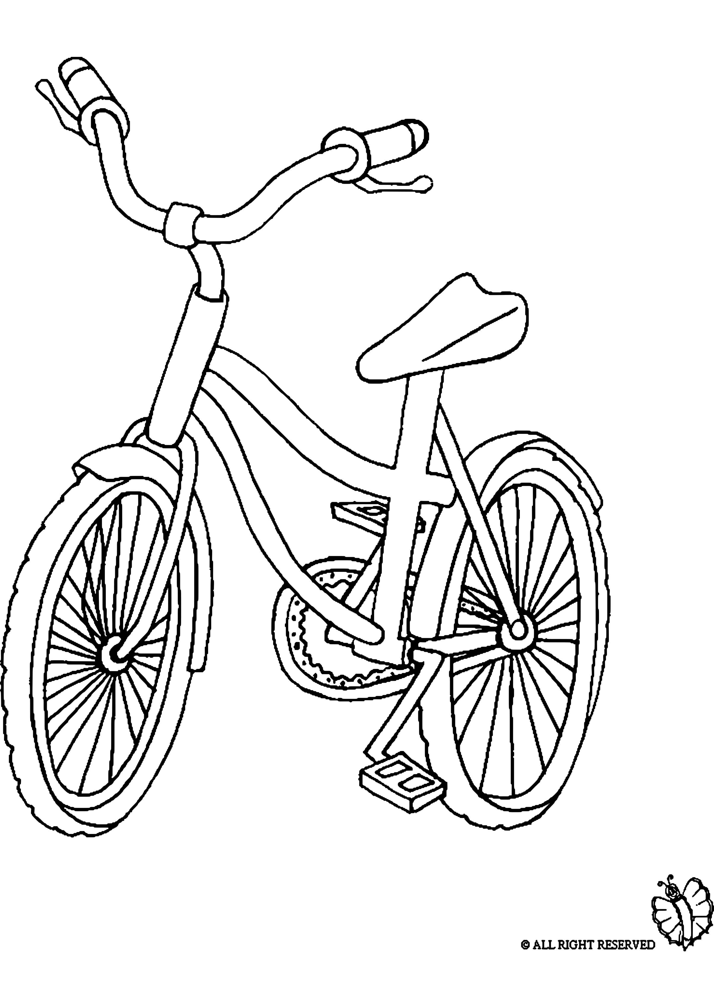 Coloriage d'une bicyclette au repos sur un chemin