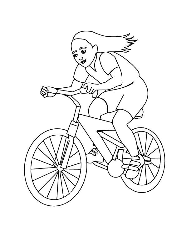 Coloriage d'une bicyclette sur un chemin avec des arbres en arrière-plan