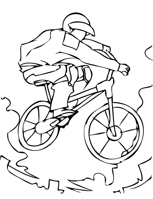 Coloriage d'une bicyclette dans un paysage simple