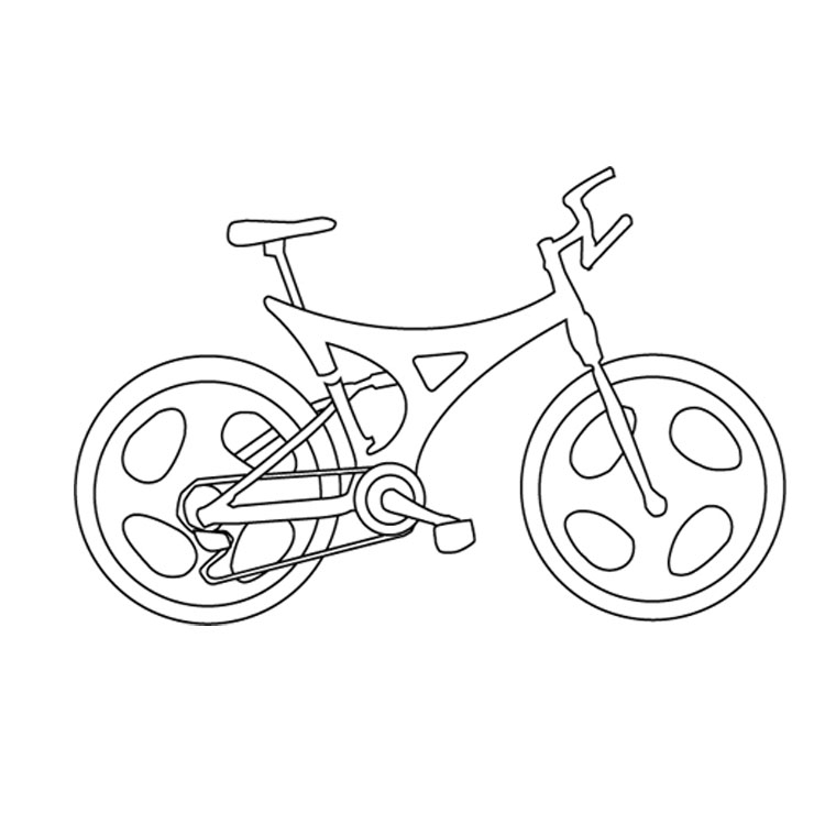 Coloriage d'une bicyclette dans un cadre naturel