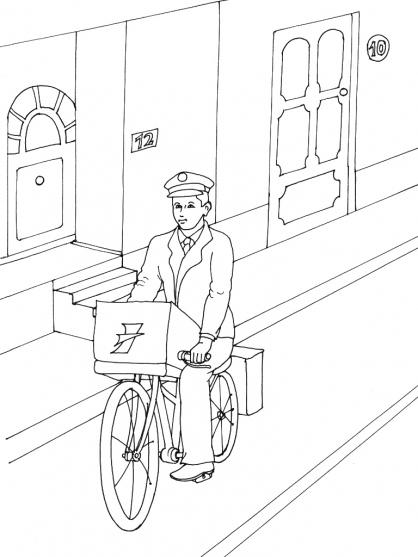 Coloriage d'une bicyclette sur un chemin de campagne