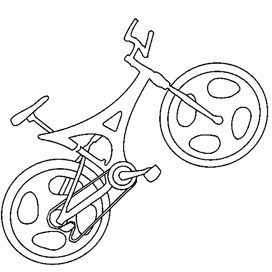 Coloriage d'une bicyclette sur un chemin avec des arbres
