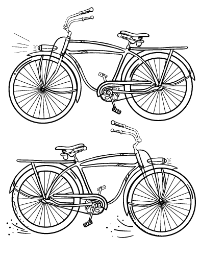 Coloriage d'une bicyclette sur un chemin ensoleillé