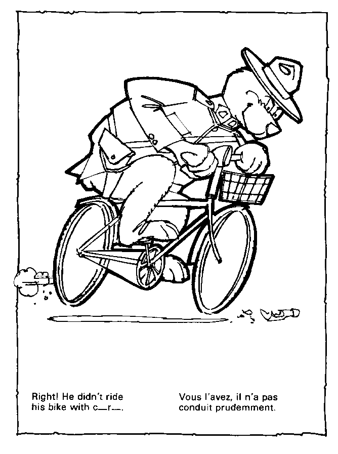 Coloriage d'une bicyclette sur fond de nature