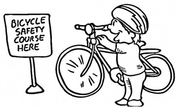 Coloriage de bicyclette dans un paysage simple