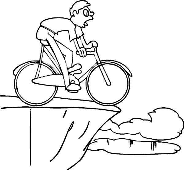 Coloriage d'une bicyclette posée sur une route