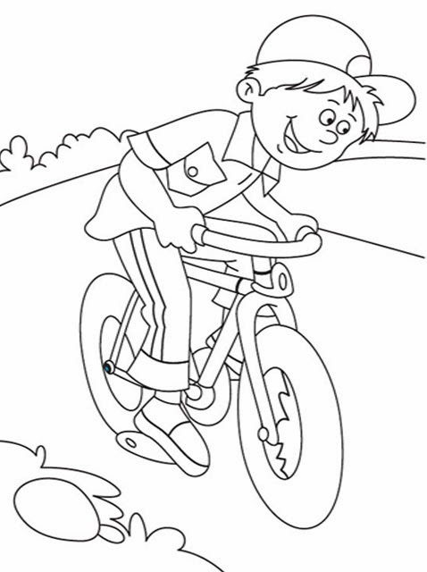 Coloriage d'une bicyclette avec un paysage en arrière-plan