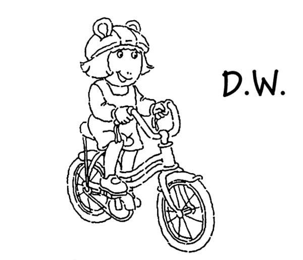 Coloriage d'une bicyclette sur un chemin avec des arbres