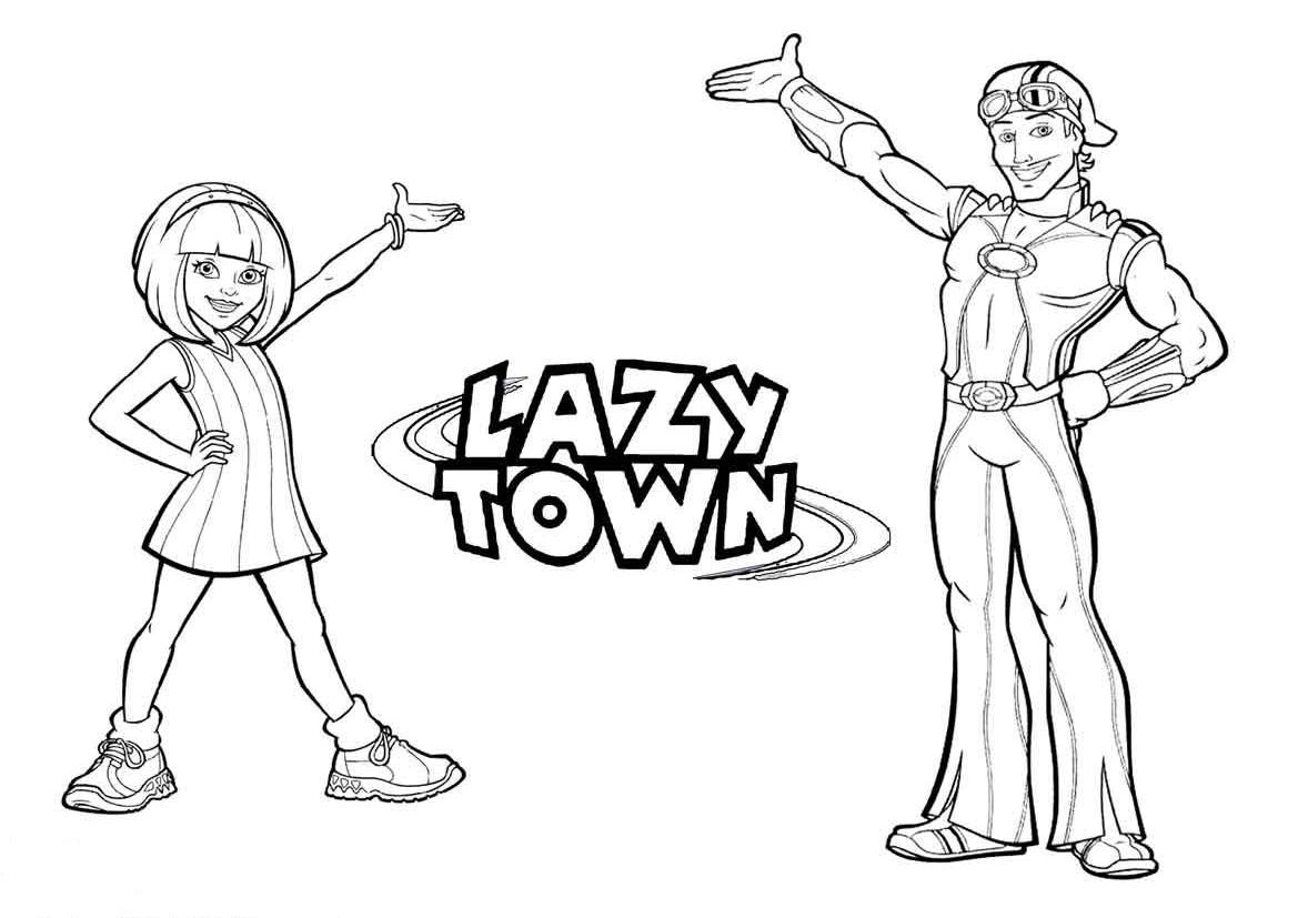Les personnages de Lazy Town s'amusent dans un décor coloré