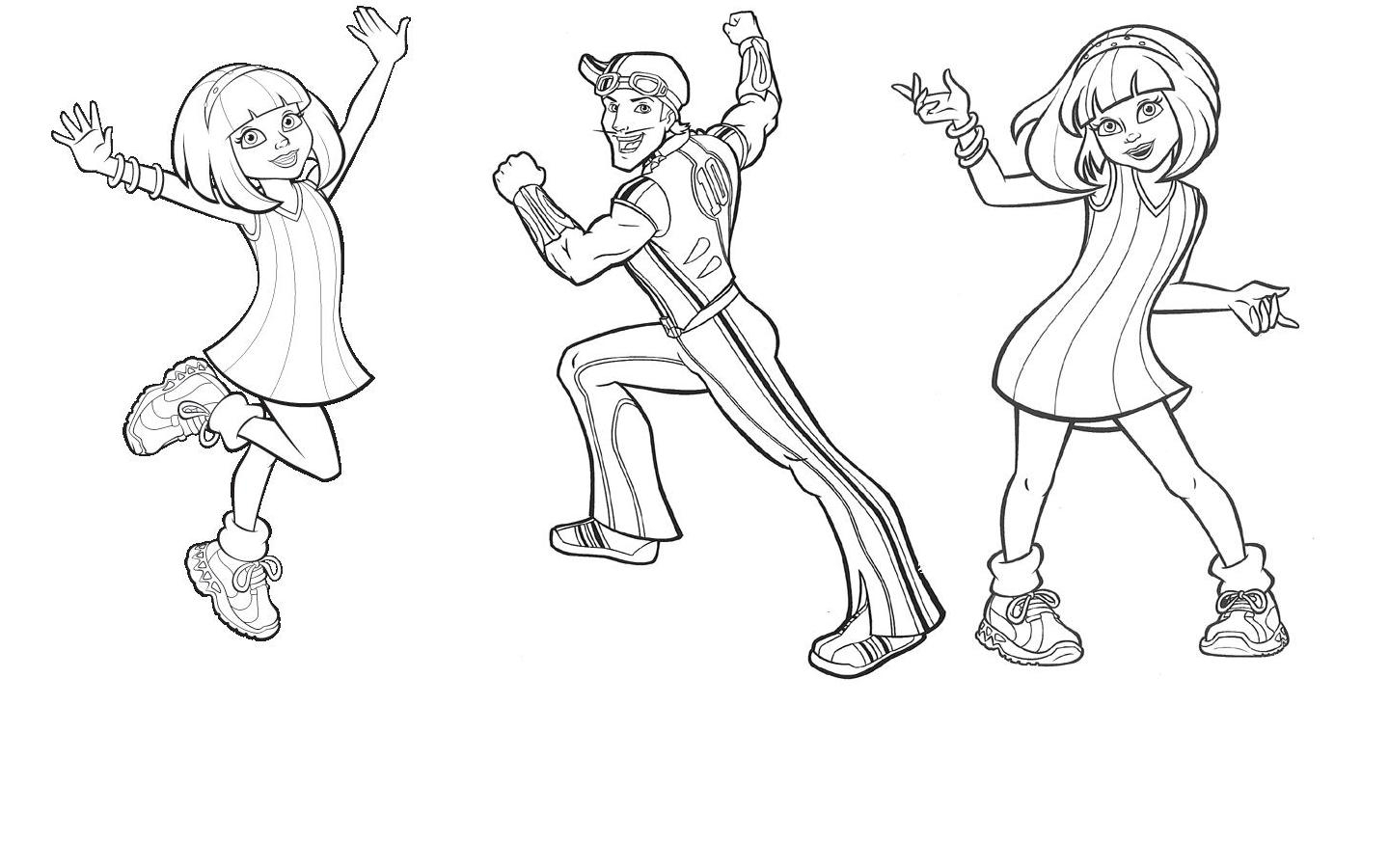 Coloriage de personnages de Lazy Town en pleine action dans un décor dynamique Coloriage de personnages de Lazy Town en pleine action dans un décor dynamique