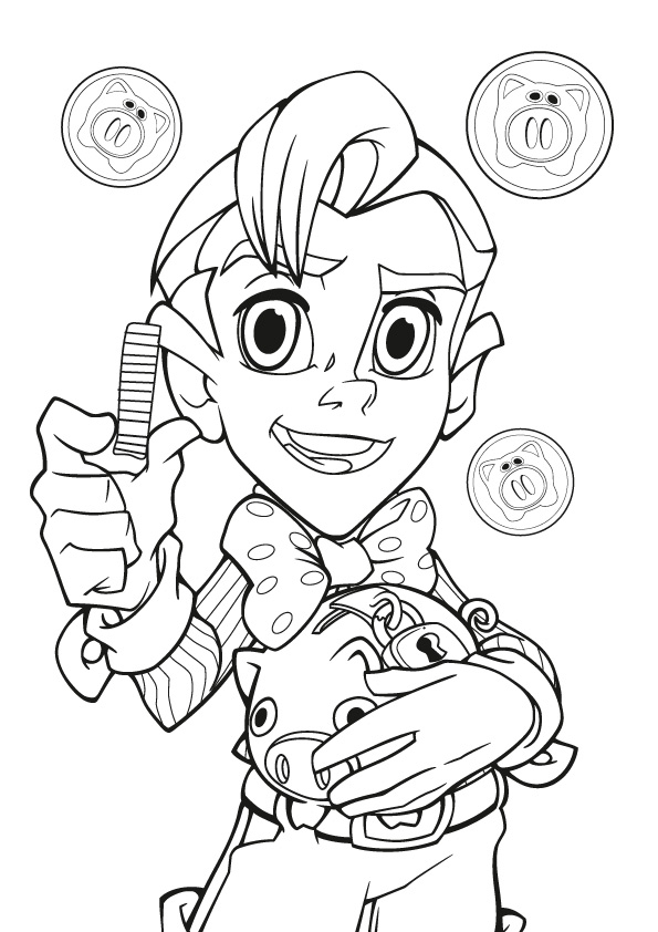 Coloriage de la scène d'accueil dans Lazy Town avec des personnages animés