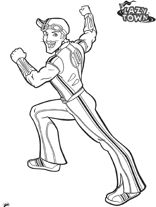 Coloriage de personnages de Lazy Town dans un décor vivant
