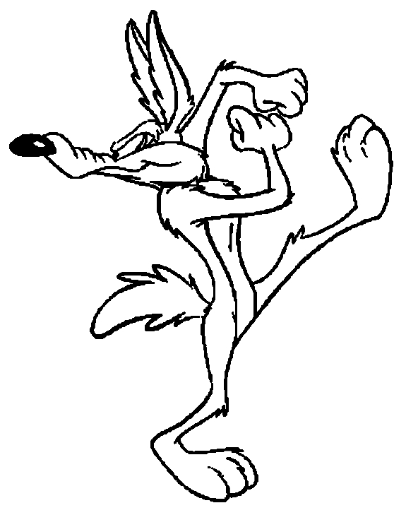Coloriage de Bip Bip et Coyote dans une course effrénée