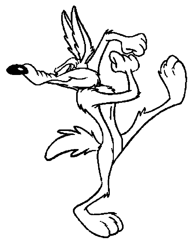 Coloriage de Bip Bip et Coyote dans un paysage désertique
