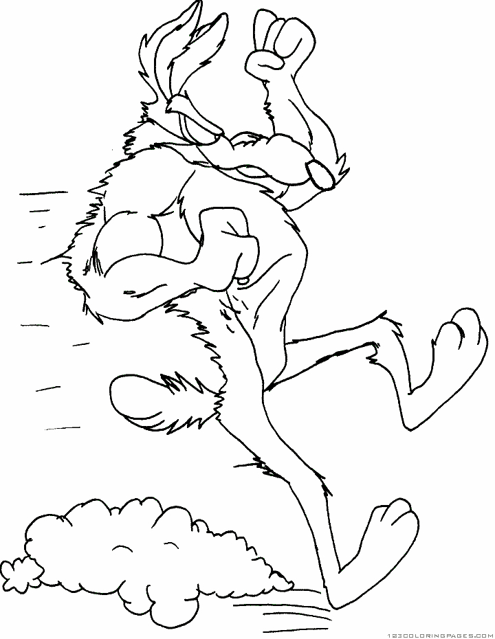 Coloriage de Bip Bip et Coyote en pleine course dans le désert