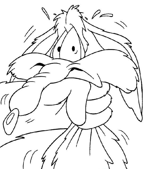 Coloriage de Bip Bip et Coyote en pleine course dans le désert