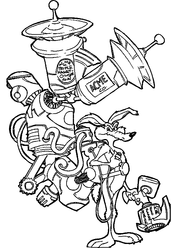 Coloriage de Bip Bip et Coyote en pleine course dans le désert