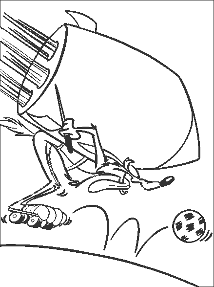 Coloriage de Bip Bip et Coyote en pleine course dans le désert