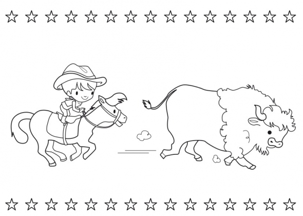 Coloriage d'un bison dans son habitat naturel