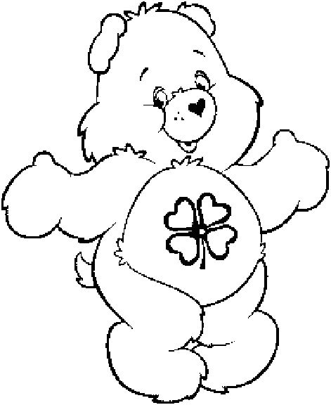 Un bisounours câlinours entouré de nuages et de fleurs