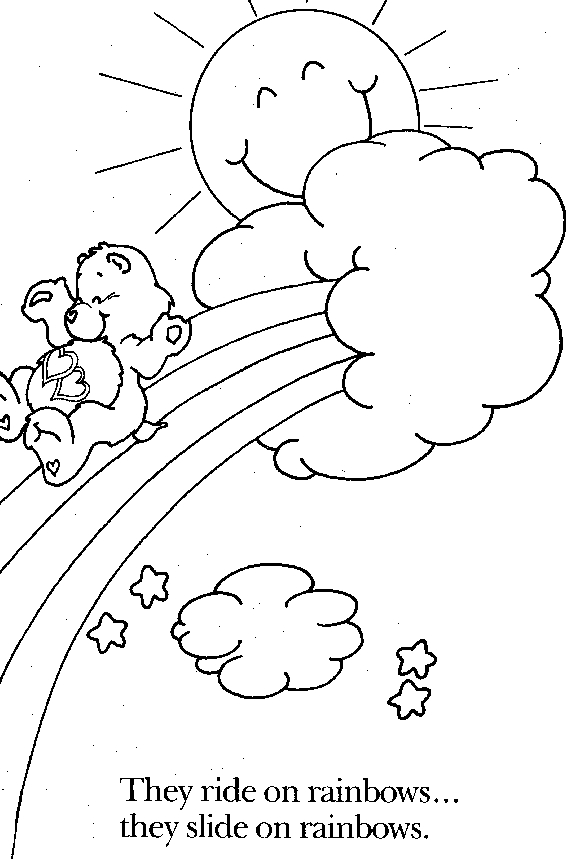 Bisounours Calinours entouré de nuages et d'étoiles