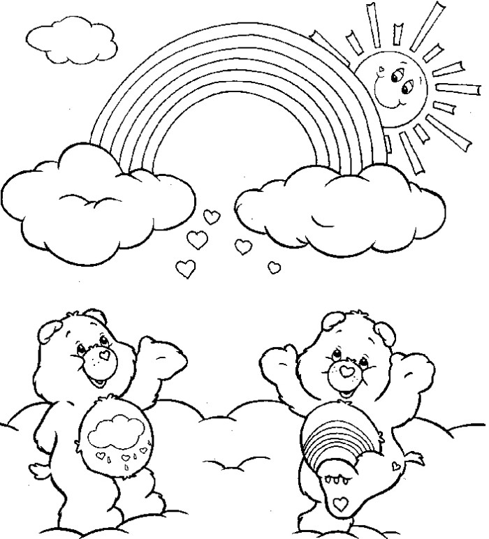 Calinours des Bisounours se repose dans un paysage doux