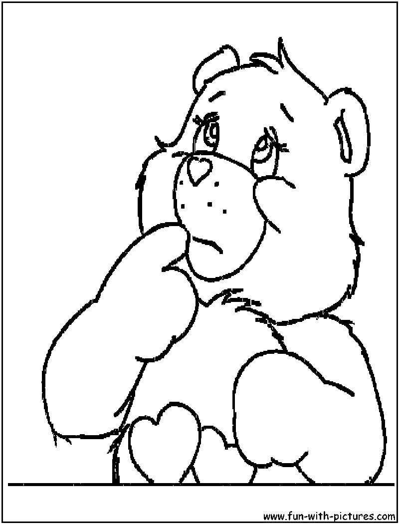 Coloriage d'un bisounours calinours dans un décor doux et accueillant
