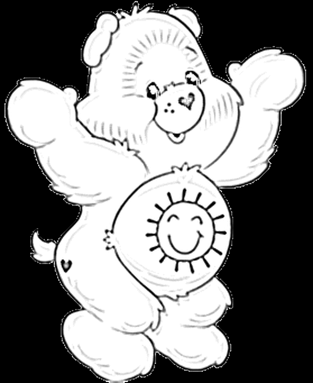 Un bisounours calinours entouré de nuages et d'étoiles